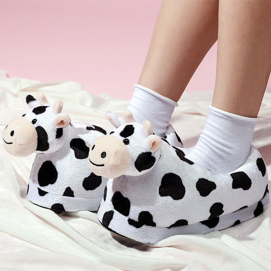 Pantuflas de Peluche Vaca Adorable - Cálidas y Acogedoras
