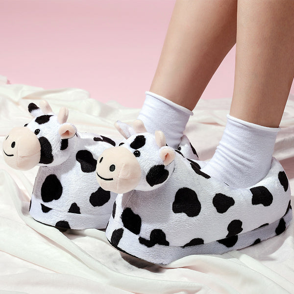Pantuflas de Peluche Vaca Adorable - Cálidas y Acogedoras