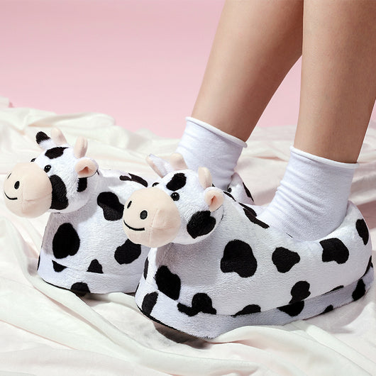 Pantuflas de Peluche Vaca Adorable - Cálidas y Acogedoras