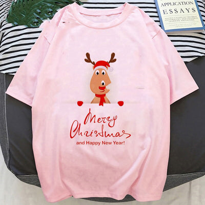 Playera Navideña con Estampado de Papá Noel y Reno - Image 9