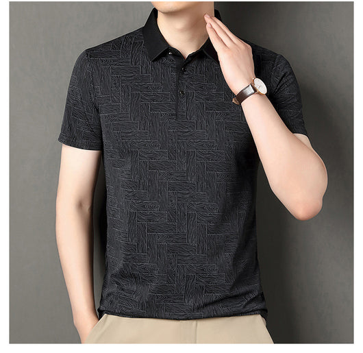 Camiseta Fresca de Seda de Hielo con Estampado Moderno para Hombre - Image 32