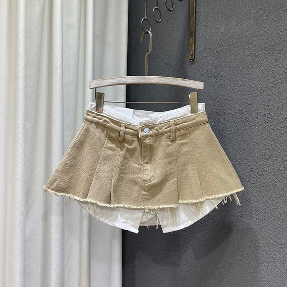 Falda A-Line Patchwork Irregular con Doble Efecto