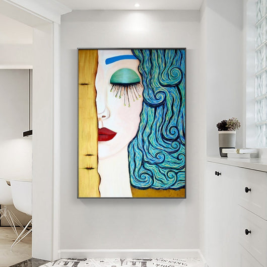 Cuadro Abstracto Lágrimas Doradas Mujer - Pintura Decorativa en Lienzo - Image 10
