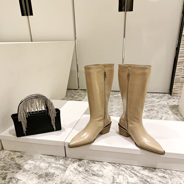 Botas Vaqueras Mujer con Cierre Lateral en Cuero Genuino