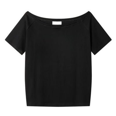 Blusa Holgada de Hombro Oblicuo Manga Corta para Mujer - Image 5