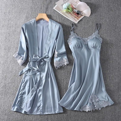 Camisón Corto Sensual con Tirante de Seda Helada y Soporte de Pecho - Image 29