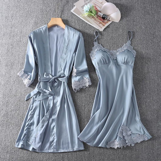 Camisón Corto Sensual con Tirante de Seda Helada y Soporte de Pecho - Image 29