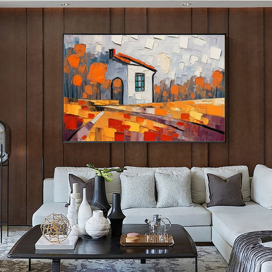 Cuadro Pintura al Óleo Artesanal Paisaje Rural para Sala y Comedor - Image 3