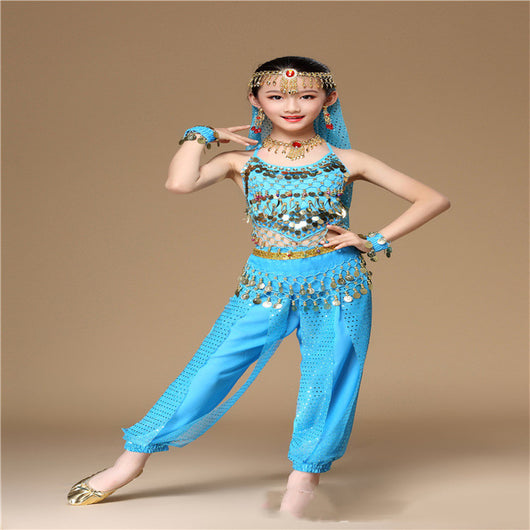 Traje de Danza del Vientre Infantil con Lentejuelas - Disfraz de Danza India para Niñas - Image 3