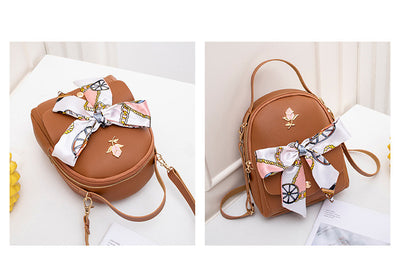 Mochila Backpack Femenina con Pañuelo de Seda Doble Compartimento - Image 11