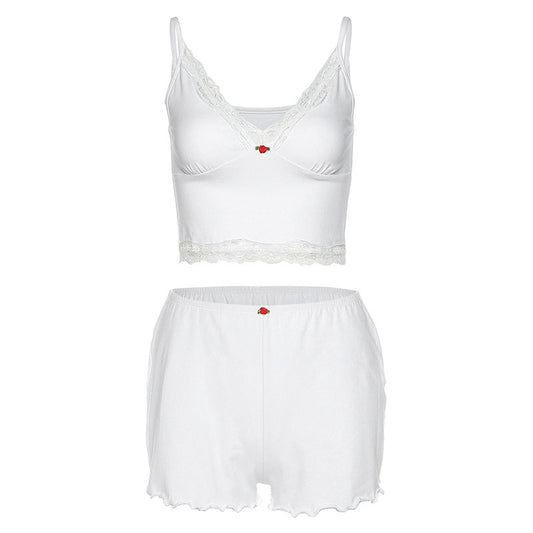 Conjunto de Shorts y Top Corto Sexy de Colores Sólidos - Estilo Casual Versátil - Image 2