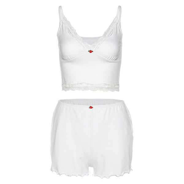 Conjunto de Shorts y Top Corto Sexy de Colores Sólidos - Estilo Casual Versátil