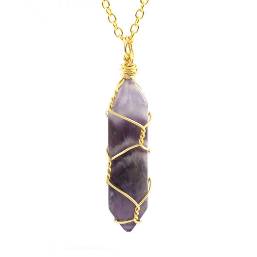 Collar Colgante de Cristal Hexagonal Envuelto a Mano con Piedra Natural - Image 7