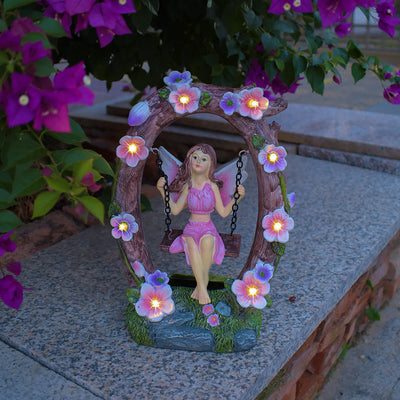 Luz Nocturna Decorativa Ángel en Columpio - Adorno Resina para Balcón - Image 12