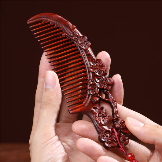 Juego de Peine y Horquilla de Madera de Palisandro - Flor de Cerezo - Image 4