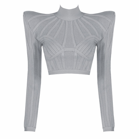 Blusa Jacquard Manga Larga con Cintura Ajustada - Image 3