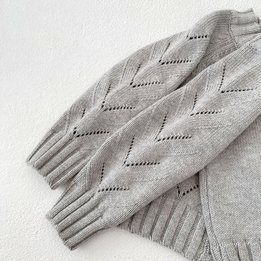 Suéter Tejido a Mano con Calado Hueco para Bebé Niña - Conjunto Coordinado - Image 24