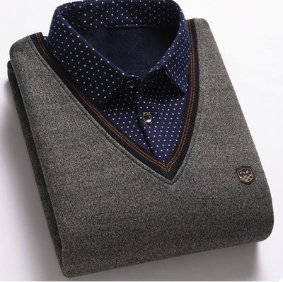 Suéter para Hombre con Cuello Falso de Dos Piezas - Image 15