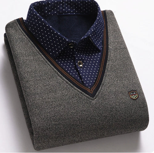 Suéter para Hombre con Cuello Falso de Dos Piezas - Image 15
