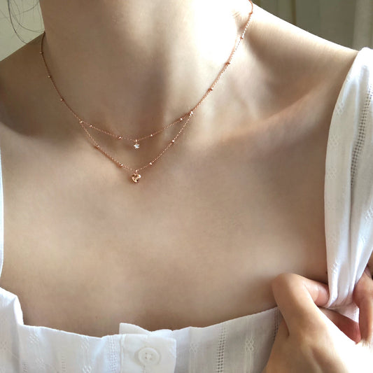 Collar Doble Estrella de Cinco Puntas en Plata 925 para Mujer