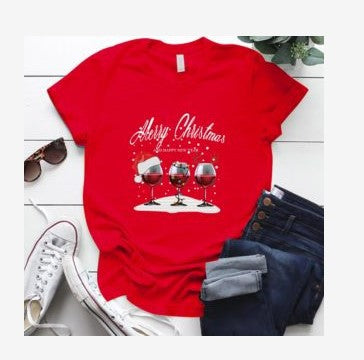 Playera Navideña con Estampado de Tres Copas de Vino - Image 23