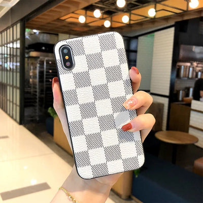 Funda para Teléfono de Cuero con Patrón Cuadriculado - Image 12