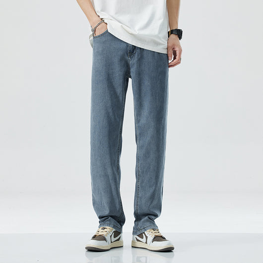 Jeans Rectos Holgados en Seda de Hielo para Hombre - Image 7