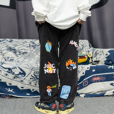 Pantalones Deportivos Estilo Vintage con Estampado y Pierna Ancha - Image 2