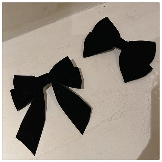 Broche de Cabello Terciopelo Negro - Diadema de Moda Coreana con Clip Superior - Image 5