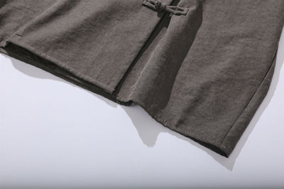 Camisa Corta Estilo Chino Tradicional con Botones de Rana para Hombre - Image 26