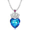 Collar Corazón Melocotón con Corona en Plata de Ley S925 y Efecto Luz Azul