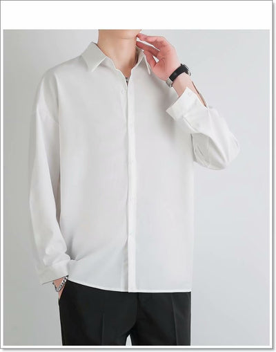 Camisa Suelta de Manga Larga en Seda de Hielo para Hombre - Image 37