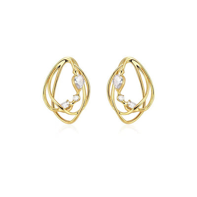 Aretes Metálicos de Diseño Irregular Europeo Americano - Image 6