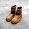 Botas de Cuero Genuino para Mujer con Punta Redonda Estilo Vintage