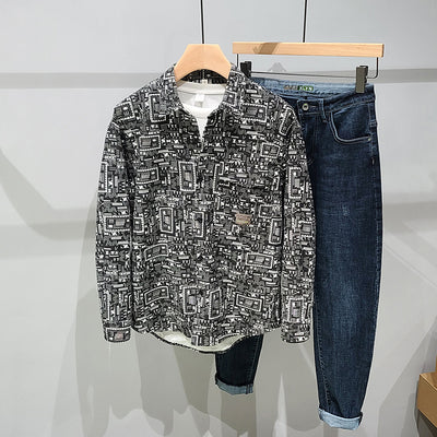 Chaqueta Suelta Estampada para Hombre - Estilo Urbano Moderno - Image 9