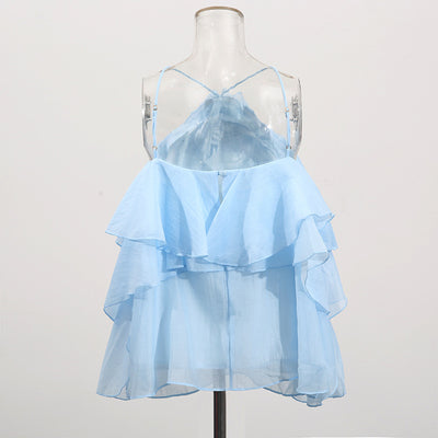 Blusa Halter sin Mangas con Volantes Elegantes - Image 4