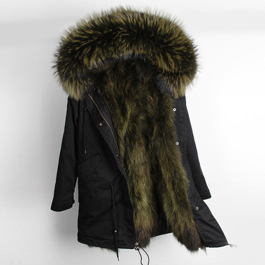 Abrigo Parka con Cuello de Piel de Mapache Oversized - Image 19