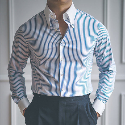 Camisa Slim Fit de Cuello Puntiagudo Manga Larga Multicolor