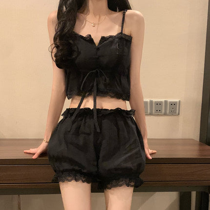 Pijama Sexy de Dos Piezas para Mujer - Conjunto Camisola y Suspensores Verano