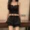 Pijama Sexy de Dos Piezas para Mujer - Conjunto Camisola y Suspensores Verano