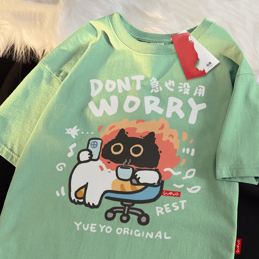 Camiseta Suelta de Algodón para Hombre - Diseño Divertido Manga Corta Verano - Image 5