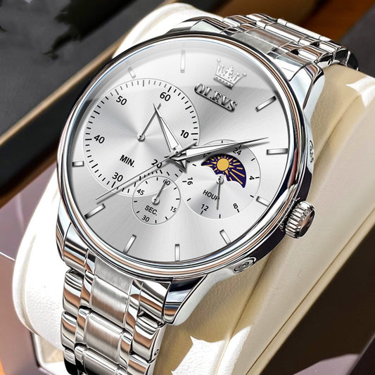 Reloj Multifunción de Acero Inoxidable para Hombre - Resistente al Agua - Image 2