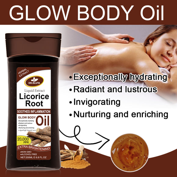 Aceite Corporal Extracto de Raíz de Regaliz - Iluminador y Blanqueador de Piel 200ml