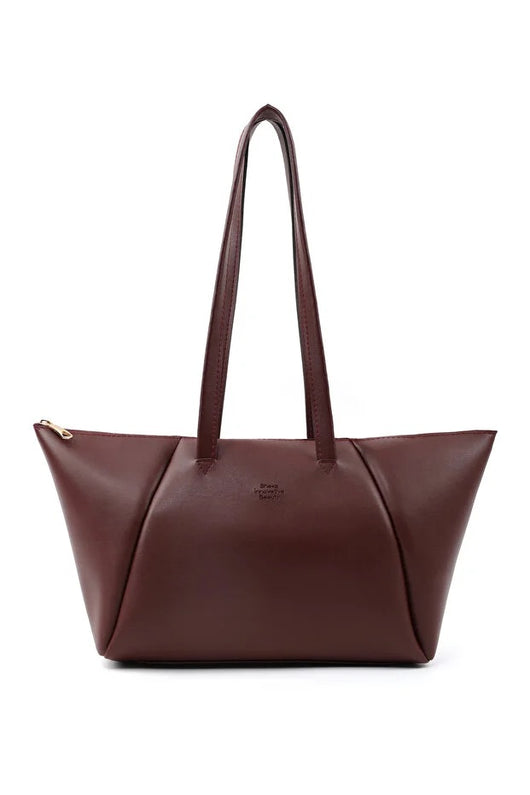 Bolso Bandolera de Cuero Sintético Marrón con Compartimento Único