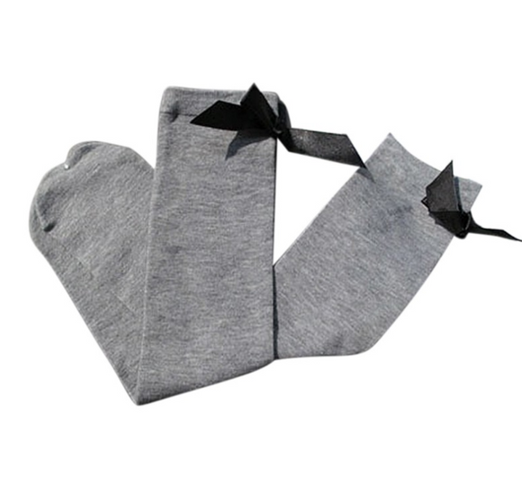 Calcetines de Algodón a Rayas con Moño para Niñas