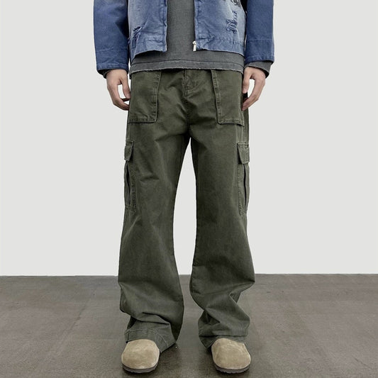 Pantalones Rectos Vintage Wash Holgados para Hombre