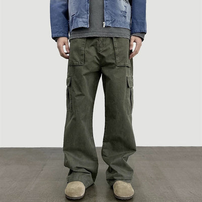 Pantalones Rectos Vintage Wash Holgados para Hombre