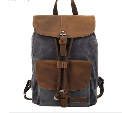 Mochila de Viaje Impermeable Cuero Crazy Horse y Lona para Hombre - Image 9