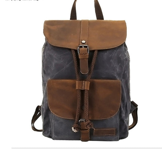 Mochila de Viaje Impermeable Cuero Crazy Horse y Lona para Hombre - Image 9