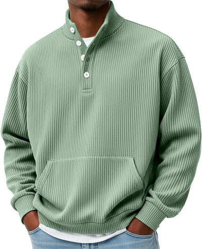 Suéter Polo Cuello Alto Manga Larga para Hombre - Casual Suelto con Bolsillos - Image 24